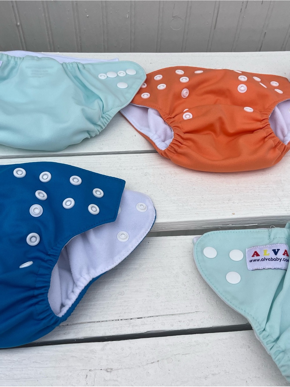 Adjustable clothe pocket Diaper - Mint, Orange, Navy